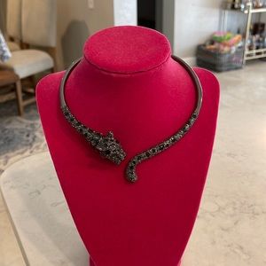 Betsey Johnson Rhinestone Black Jaguar Necklace